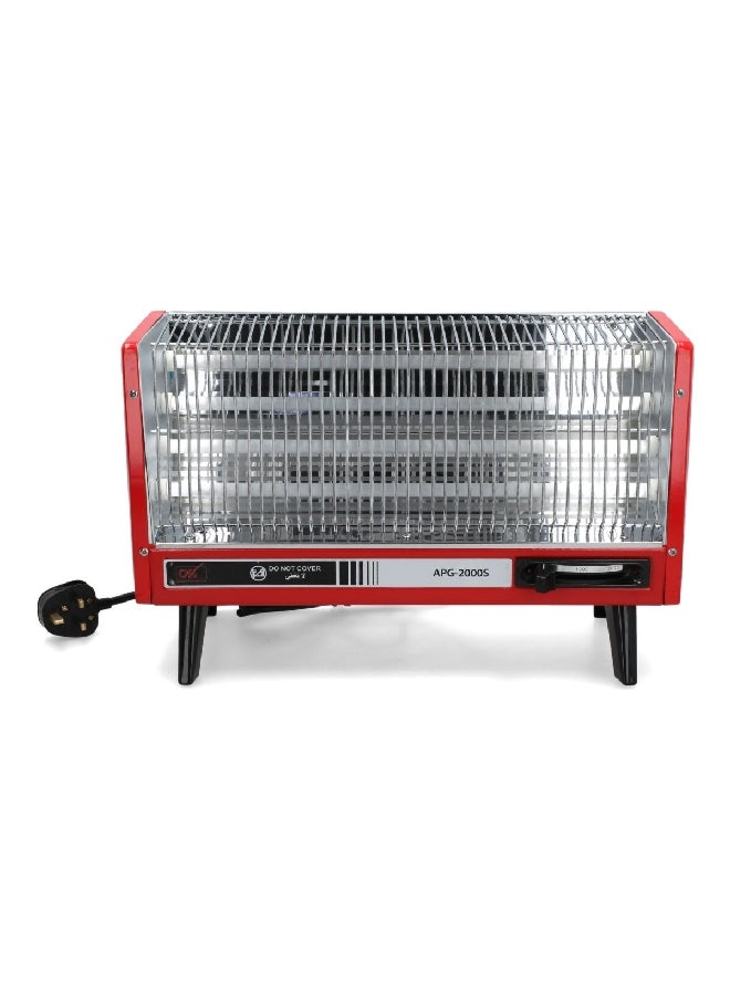 OK 1000-2000W 4-Tube Quartz Rectangular Electric Heater Silver and Red 22 x 26.5 x 50 cm APG - 2000S - Image 1